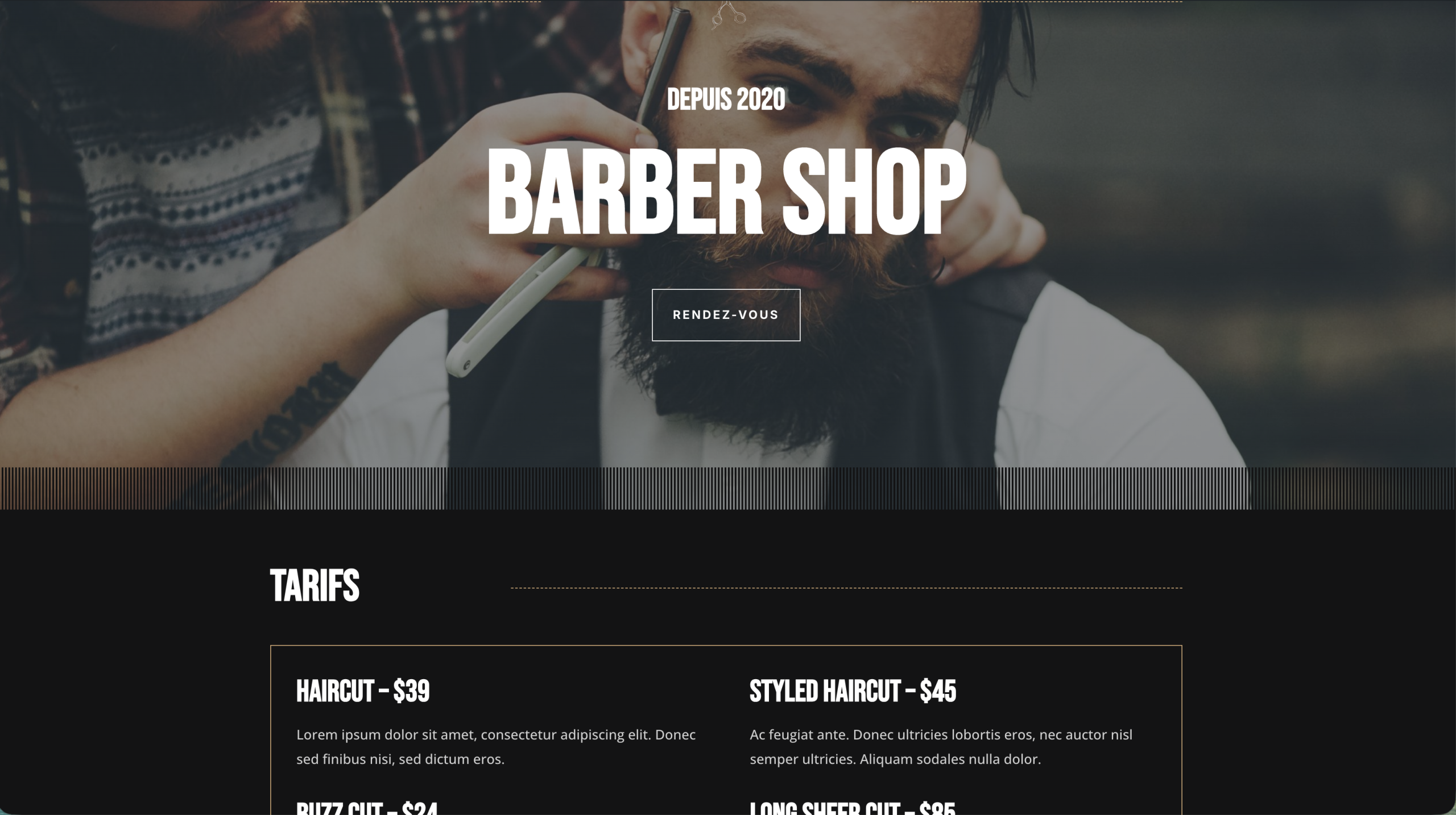 Maquette site Barber Shop