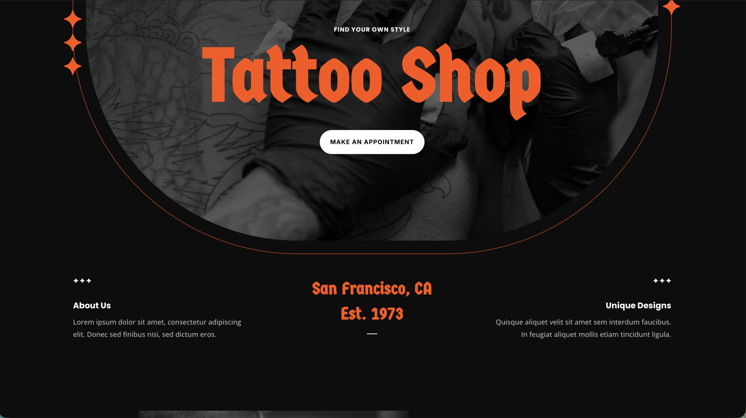 Maquette site Tatoo Shop